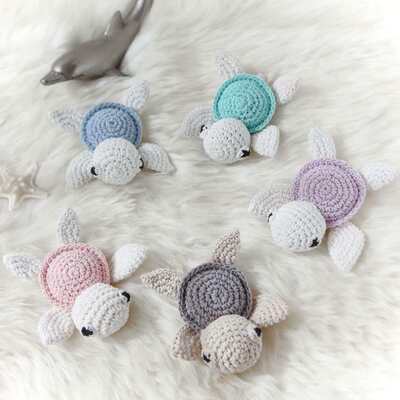 Harga yang bagus Custom Handmade Crocheted Turtle Baby Toys Cute Amigurumi Doll Stuffed Animal Toy for Baby Kids Hand Knitted Turtle Gifts on line