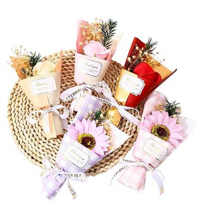 Harga yang bagus Buket Mini Modern Minimalis Bunga Sabun Bunga Mini Kering Bunga Buket Kreatif Pernikahan Tamu Favorit Holiday Dekor Hadiah on line