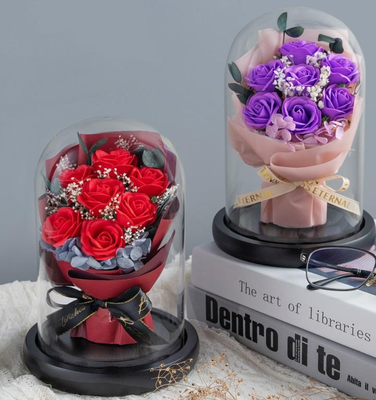 Harga yang bagus Valentine Hari Ibu Sabun Bunga Mawar Hadiah Hadiah Galaksi Bunga buatan Hadiah Sabun Bunga Buket di Globe Kaca on line