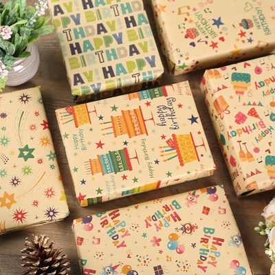 Harga yang bagus Kertas Bungkus Kado Kertas Kraft Lembar 85gsm Untuk Pembungkus Kado Pesta Ulang Tahun on line