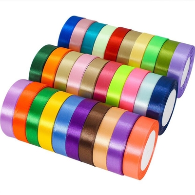 Harga yang bagus 40mm Pita Satin Polos Berwarna-warni Panjang Disesuaikan Pita Satin Dua Sisi Panjang 50m on line