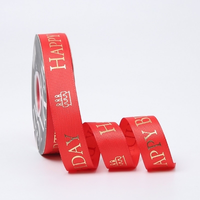 Harga yang bagus Pita Selamat Ulang Tahun Dicetak Pita Satin Merah 1 Inch Untuk Kemasan Kue on line