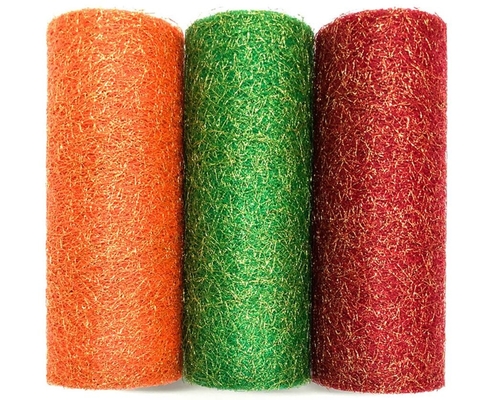 Harga yang bagus Metallic Organza Glitter Tulle Spool 100% Nylon Mesh Fabric 19GSM 6in Tulle Gulungans on line