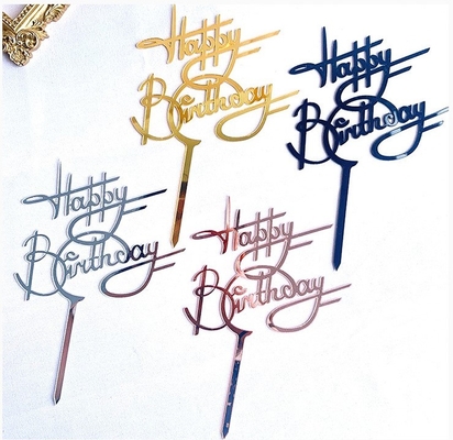 Harga yang bagus Kreatif Akrilik Vertikal Selamat Ulang Tahun Kue Topper Selamat Ulang Tahun Cupcake Toppers on line