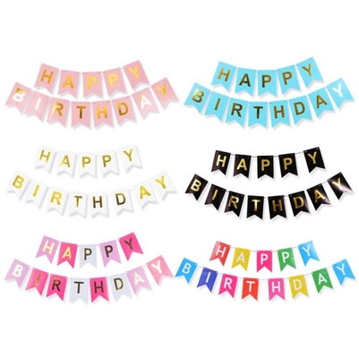 Harga yang bagus Item Dekorasi Pesta 5m String Fish Tail Banner Dengan Huruf Emas Berkilauan on line