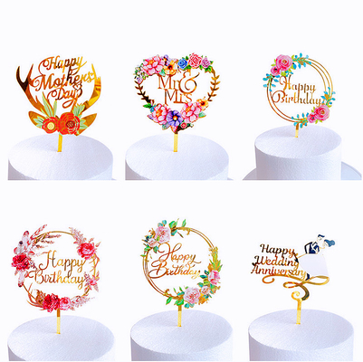 Harga yang bagus Garland Selamat Ulang Tahun Akrilik Kue Topper Dekorasi W12.5cm on line