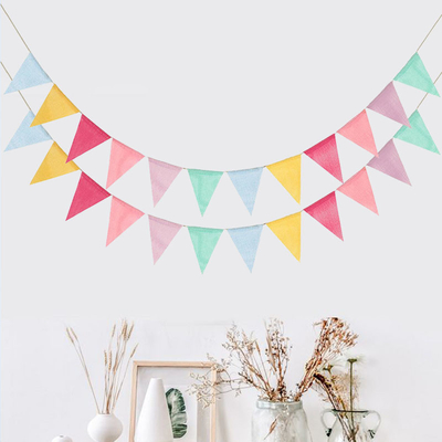 Harga yang bagus Linen Vintage Dekorasi Pesta Item Selamat Ulang Tahun Umbul Banner 12.5cmx17cm on line