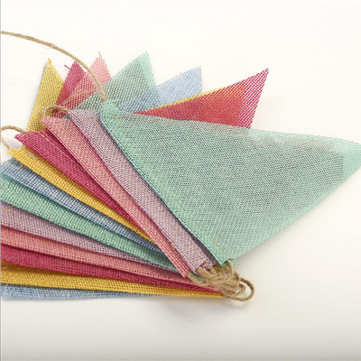 Harga yang bagus Klasik Linen Goni Bunting Bendera Barang-barang Dekorasi Pesta Berwarna-warni on line
