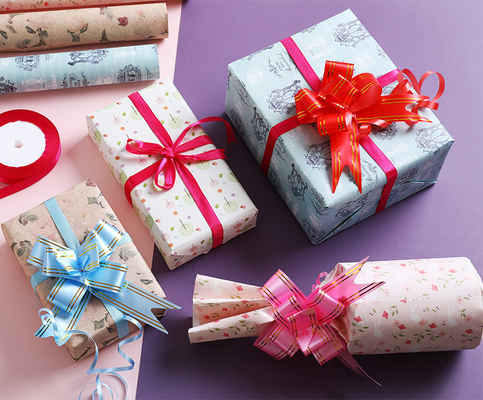 Harga yang bagus Kertas Pembungkus Kraft Bermotif Bunga Kuning Daur Ulang Kertas Pembungkus 2m on line