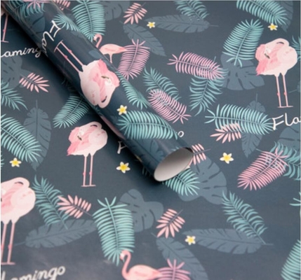Harga yang bagus 80gsm Kado Bungkus Kertas Gulungan Musim Panas Flamingo Penyu Daun Cetak Kertas Pembungkus on line
