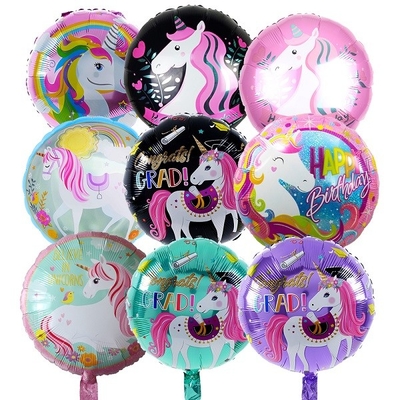 Harga yang bagus Perempuan Laki-laki Rainbow Unicorn Foil Balon Helium 18 Inch Stuffing Balloons on line