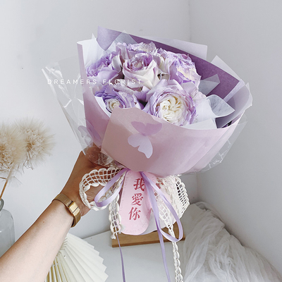 Harga yang bagus 85GSM CMYK Dicetak Kupu-kupu Florist Kertas Pembungkus Gulungan Untuk Kemasan Hadiah Anak Perempuan on line