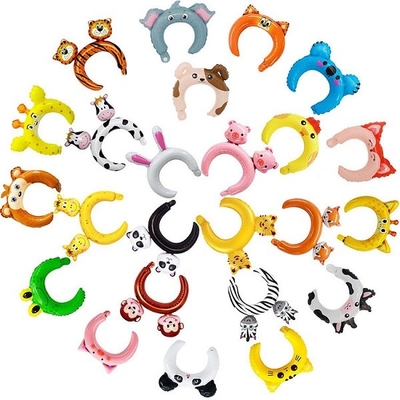Harga yang bagus 24 pcs Anak Kartun Tiup Hewan Bando Balon Foil OEM on line